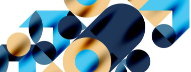 Duvarkağıdı, afiş, arkaplan veya iniş için gölgeli metal renk çemberleri ve diğer geometrik elementler