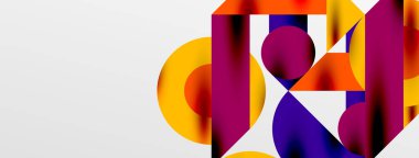 Daireler ve gölgeler. Renkli yuvarlak elementler, üçgenler, yarı daireler ve diğer şekiller. Duvar Kağıdı, Sancak, Arkaplan, Kart, Kitap İllüstrasyonu, İniş Sayfası