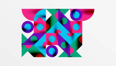 Renkli üçgenler kare geometrik tasarımı daire içine alır. Duvar kağıdı, afiş, arkaplan, kart, kitap illüstrasyonu, iniş sayfası için soyut arkaplan