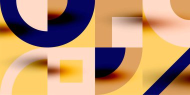 Neo memphis geometrik desenli daireler, kareler. Kapaklar, afişler, el ilanları ve posterler ve diğer şablonlar için pop sanatları soyut arka plan