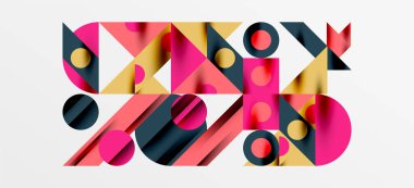 Geometrik neo desenler. Kapaklar, afişler, el ilanları ve posterler ve diğer şablonlar için soyut arkaplan