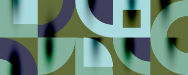 Neo memphis geometrik desenli daireler, kareler. Kapaklar, afişler, el ilanları ve posterler ve diğer şablonlar için pop sanatları soyut arka plan