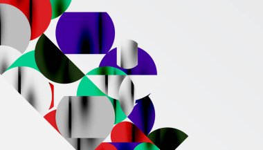 Renkli güzel daireler, yarı daireler, kareler ve yuvarlak üçgenler. Duvar kağıdı, afiş, arkaplan, kart, kitap illüstrasyonu, iniş sayfası için geometrik mozaik mozaik desen soyut arkaplan