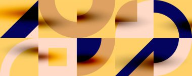 Neo memphis geometrik desenli daireler, kareler. Kapaklar, afişler, el ilanları ve posterler ve diğer şablonlar için pop sanatları soyut arka plan