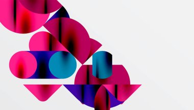 Renkli güzel daireler, yarı daireler, kareler ve yuvarlak üçgenler. Duvar kağıdı, afiş, arkaplan, kart, kitap illüstrasyonu, iniş sayfası için geometrik mozaik mozaik desen soyut arkaplan