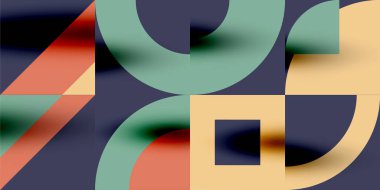Neo memphis geometrik desenli daireler, kareler. Kapaklar, afişler, el ilanları ve posterler ve diğer şablonlar için pop sanatları soyut arka plan