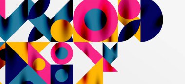 Geometrik neo desenler. Kapaklar, afişler, el ilanları ve posterler ve diğer şablonlar için soyut arkaplan