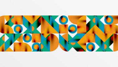 Renkli üçgenler kare geometrik tasarımı daire içine alır. Duvar kağıdı, afiş, arkaplan, kart, kitap illüstrasyonu, iniş sayfası için soyut arkaplan