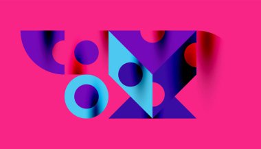 Renkli üçgenler kare geometrik tasarımı daire içine alır. Duvar kağıdı, afiş, arkaplan, kart, kitap illüstrasyonu, iniş sayfası için soyut arkaplan