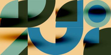 Neo memphis geometrik desenli daireler, kareler. Kapaklar, afişler, el ilanları ve posterler ve diğer şablonlar için pop sanatları soyut arka plan