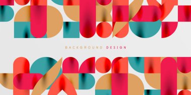 Daireler, yarı daireler, kareler ve yuvarlak şekiller mozaik tekno sanat eserleri. Duvar Kağıdı, Sancak, Arkaplan, Kart, Kitap İllüstrasyonu, İniş Sayfası