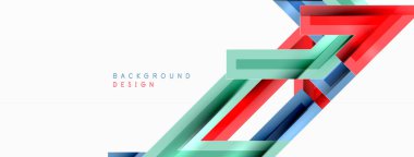 Çizgi zig zag dinamik geometrik soyut arkaplan. Gölge ve ışık efektli renkli çizgiler, çeşitli rotalar konsepti. Duvar kağıdı, bayrak, arkaplan, kart için vektör illüstrasyonu