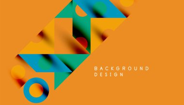 Renkli üçgenler kare geometrik tasarımı daire içine alır. Duvar kağıdı, afiş, arkaplan, kart, kitap illüstrasyonu, iniş sayfası için soyut arkaplan