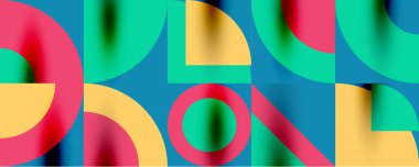 Neo memphis geometric pattern with circles, squares. Pop art abstract background for covers, banners, flyers and posters and other templates clipart