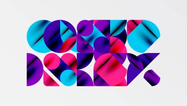 Renkli güzel daireler, yarı daireler, kareler ve yuvarlak üçgenler. Duvar kağıdı, afiş, arkaplan, kart, kitap illüstrasyonu, iniş sayfası için geometrik mozaik mozaik desen soyut arkaplan