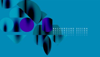 Renkli güzel daireler, yarı daireler, kareler ve yuvarlak üçgenler. Duvar kağıdı, afiş, arkaplan, kart, kitap illüstrasyonu, iniş sayfası için geometrik mozaik mozaik desen soyut arkaplan