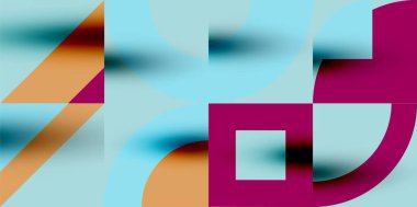 Neo memphis geometrik desenli daireler, kareler. Kapaklar, afişler, el ilanları ve posterler ve diğer şablonlar için pop sanatları soyut arka plan