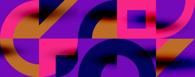 Neo memphis geometrik desenli daireler, kareler. Kapaklar, afişler, el ilanları ve posterler ve diğer şablonlar için pop sanatları soyut arka plan