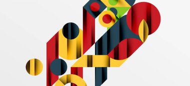 Geometrik neo desenler. Kapaklar, afişler, el ilanları ve posterler ve diğer şablonlar için soyut arkaplan