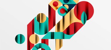 Geometrik neo desenler. Kapaklar, afişler, el ilanları ve posterler ve diğer şablonlar için soyut arkaplan