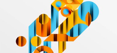 Geometrik neo desenler. Kapaklar, afişler, el ilanları ve posterler ve diğer şablonlar için soyut arkaplan