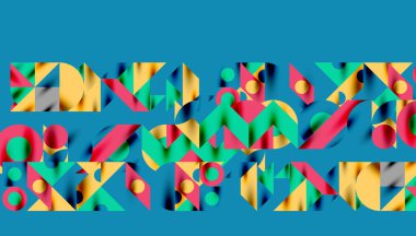 Neo memphis geometrik deseni daireler, kareler ve çizgilerle. Kapaklar, afişler, el ilanları ve posterler ve diğer şablonlar için pop sanatları soyut arka plan