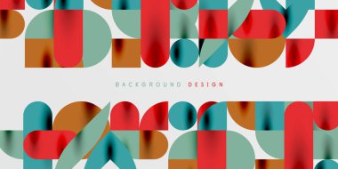 Daireler, yarı daireler, kareler ve yuvarlak şekiller mozaik tekno sanat eserleri. Duvar Kağıdı, Sancak, Arkaplan, Kart, Kitap İllüstrasyonu, İniş Sayfası