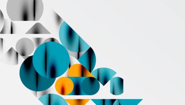 Renkli güzel daireler, yarı daireler, kareler ve yuvarlak üçgenler. Duvar kağıdı, afiş, arkaplan, kart, kitap illüstrasyonu, iniş sayfası için geometrik mozaik mozaik desen soyut arkaplan