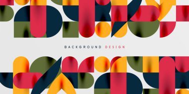 Daireler, yarı daireler, kareler ve yuvarlak şekiller mozaik tekno sanat eserleri. Duvar Kağıdı, Sancak, Arkaplan, Kart, Kitap İllüstrasyonu, İniş Sayfası