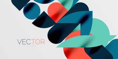 Daireler, yarı daireler, kareler ve yuvarlak şekiller mozaik tekno sanat eserleri. Duvar Kağıdı, Sancak, Arkaplan, Kart, Kitap İllüstrasyonu, İniş Sayfası