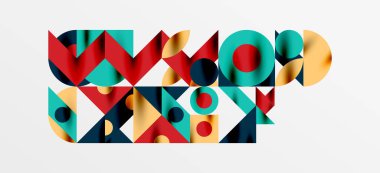 Geometrik neo desenler. Kapaklar, afişler, el ilanları ve posterler ve diğer şablonlar için soyut arkaplan