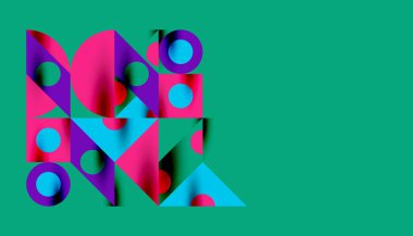 Renkli üçgenler kare geometrik tasarımı daire içine alır. Duvar kağıdı, afiş, arkaplan, kart, kitap illüstrasyonu, iniş sayfası için soyut arkaplan