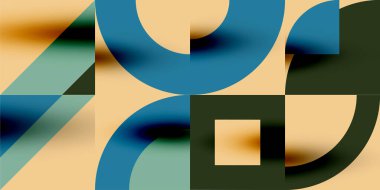 Neo memphis geometrik desenli daireler, kareler. Kapaklar, afişler, el ilanları ve posterler ve diğer şablonlar için pop sanatları soyut arka plan