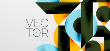 Daireler ve gölgeler. Renkli yuvarlak elementler, üçgenler, yarı daireler ve diğer şekiller. Duvar Kağıdı, Sancak, Arkaplan, Kart, Kitap İllüstrasyonu, İniş Sayfası