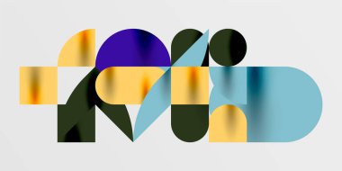 Daireler, yarı daireler, kareler ve yuvarlak şekiller mozaik tekno sanat eserleri. Duvar Kağıdı, Sancak, Arkaplan, Kart, Kitap İllüstrasyonu, İniş Sayfası