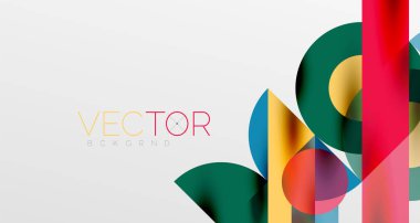 Daireler ve gölgeler. Renkli yuvarlak elementler, üçgenler, yarı daireler ve diğer şekiller. Duvar Kağıdı, Sancak, Arkaplan, Kart, Kitap İllüstrasyonu, İniş Sayfası