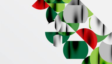 Renkli güzel daireler, yarı daireler, kareler ve yuvarlak üçgenler. Duvar kağıdı, afiş, arkaplan, kart, kitap illüstrasyonu, iniş sayfası için geometrik mozaik mozaik desen soyut arkaplan
