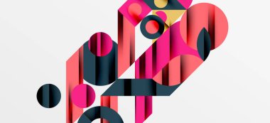 Geometrik neo desenler. Kapaklar, afişler, el ilanları ve posterler ve diğer şablonlar için soyut arkaplan