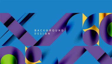 Neo memphis geometrik deseni daireler, kareler ve çizgilerle. Kapaklar, afişler, el ilanları ve posterler ve diğer şablonlar için pop sanatları soyut arka plan