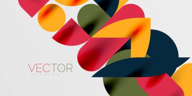 Daireler, yarı daireler, kareler ve yuvarlak şekiller mozaik tekno sanat eserleri. Duvar Kağıdı, Sancak, Arkaplan, Kart, Kitap İllüstrasyonu, İniş Sayfası