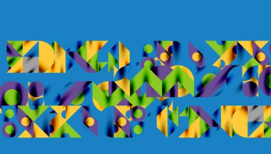 Neo memphis geometrik deseni daireler, kareler ve çizgilerle. Kapaklar, afişler, el ilanları ve posterler ve diğer şablonlar için pop sanatları soyut arka plan