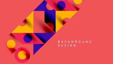 Renkli üçgenler kare geometrik tasarımı daire içine alır. Duvar kağıdı, afiş, arkaplan, kart, kitap illüstrasyonu, iniş sayfası için soyut arkaplan