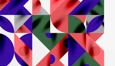 Neo memphis geometrik deseni daireler, kareler ve çizgilerle. Kapaklar, afişler, el ilanları ve posterler ve diğer şablonlar için pop sanatları soyut arka plan