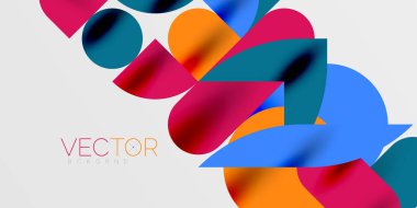 Daireler, yarı daireler, kareler ve yuvarlak şekiller mozaik tekno sanat eserleri. Duvar Kağıdı, Sancak, Arkaplan, Kart, Kitap İllüstrasyonu, İniş Sayfası