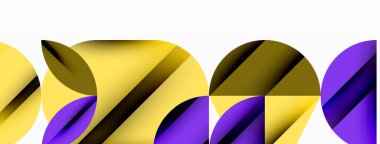 Çember, kare ve çiçek yapraklı geometrik arkaplan. Duvar kağıdı, pankart, arkaplan veya iniş için yuvarlak şekiller