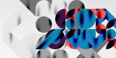 Renkli basit dinamik geometrik şekiller daire çizgileri ve yuvarlak şekiller oluşturur. Mozaik tekno sanat konsepti. Duvar Kağıdı, Sancak, Arkaplan, Kart, Kitap İllüstrasyonu, İniş Sayfası