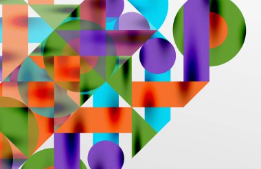 Daireler ve gölgeler. Renkli yuvarlak elementler, üçgenler, yarı daireler ve diğer şekiller. Duvar Kağıdı, Sancak, Arkaplan, Kart, Kitap İllüstrasyonu, İniş Sayfası