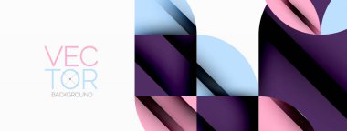 Çember, kare ve çiçek yapraklı geometrik arkaplan. Duvar kağıdı, pankart, arkaplan veya iniş için yuvarlak şekiller