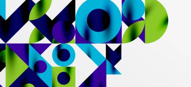Geometrik neo desenler. Kapaklar, afişler, el ilanları ve posterler ve diğer şablonlar için soyut arkaplan