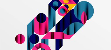 Geometrik neo desenler. Kapaklar, afişler, el ilanları ve posterler ve diğer şablonlar için soyut arkaplan